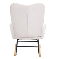 VEVOR Rocking Chair Nursery, Glider Rocking Chair with Soft Seat and High Backrest, Electric Chair 250 Lbs Weight Capacity Teddy Fabric, Upholstered Glider Rocker Chair for Nursery, Bedroom, Living Room, Ivory White