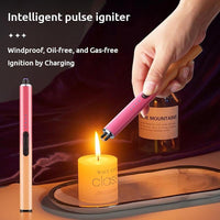Electric Arc Flameless Lighter Windproof with Safety Lock USB Fast Charging Data Cable for Camping BBQ Candle