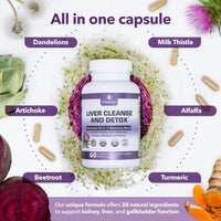 Liver Cleanse and Detox Formula Milk Thistle, Artichoke Extract, Dandelion, and Apple Cider Vinegar Liver Health Supplement
