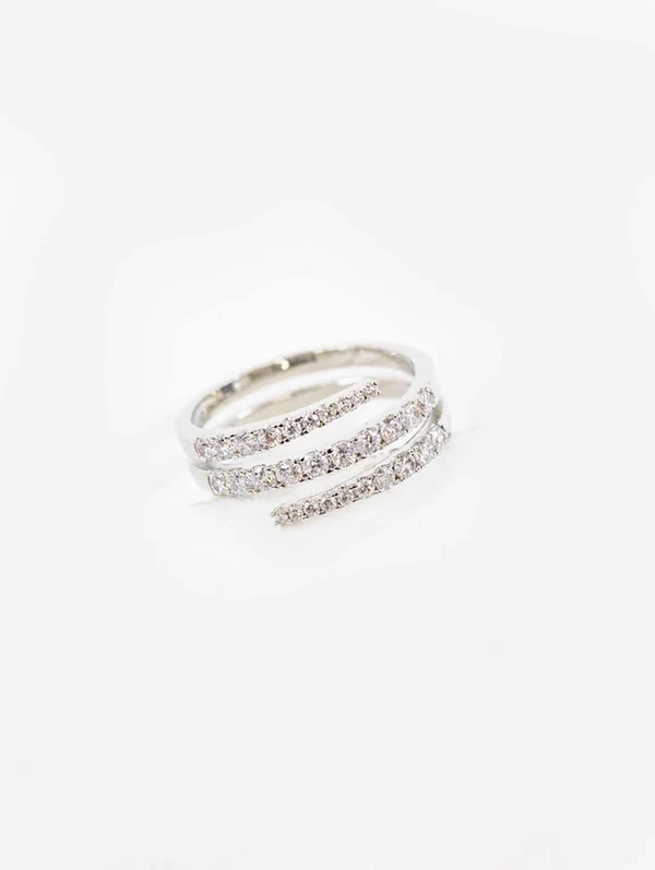 Stone Twist Adjustable Ring | Silver