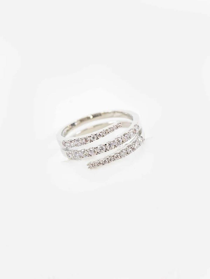 Stone Twist Adjustable Ring | Silver